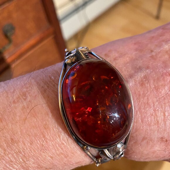 Amber and Sterling silver bracelet and ring - Picture 8 of 8